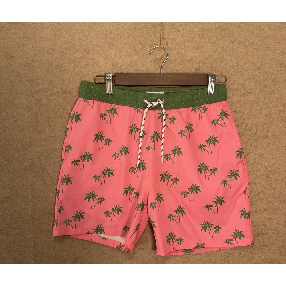 Public Rec Board Shorts Mens Sz S Coral Pink Palm Trees 6" Inseam‎ Pockets